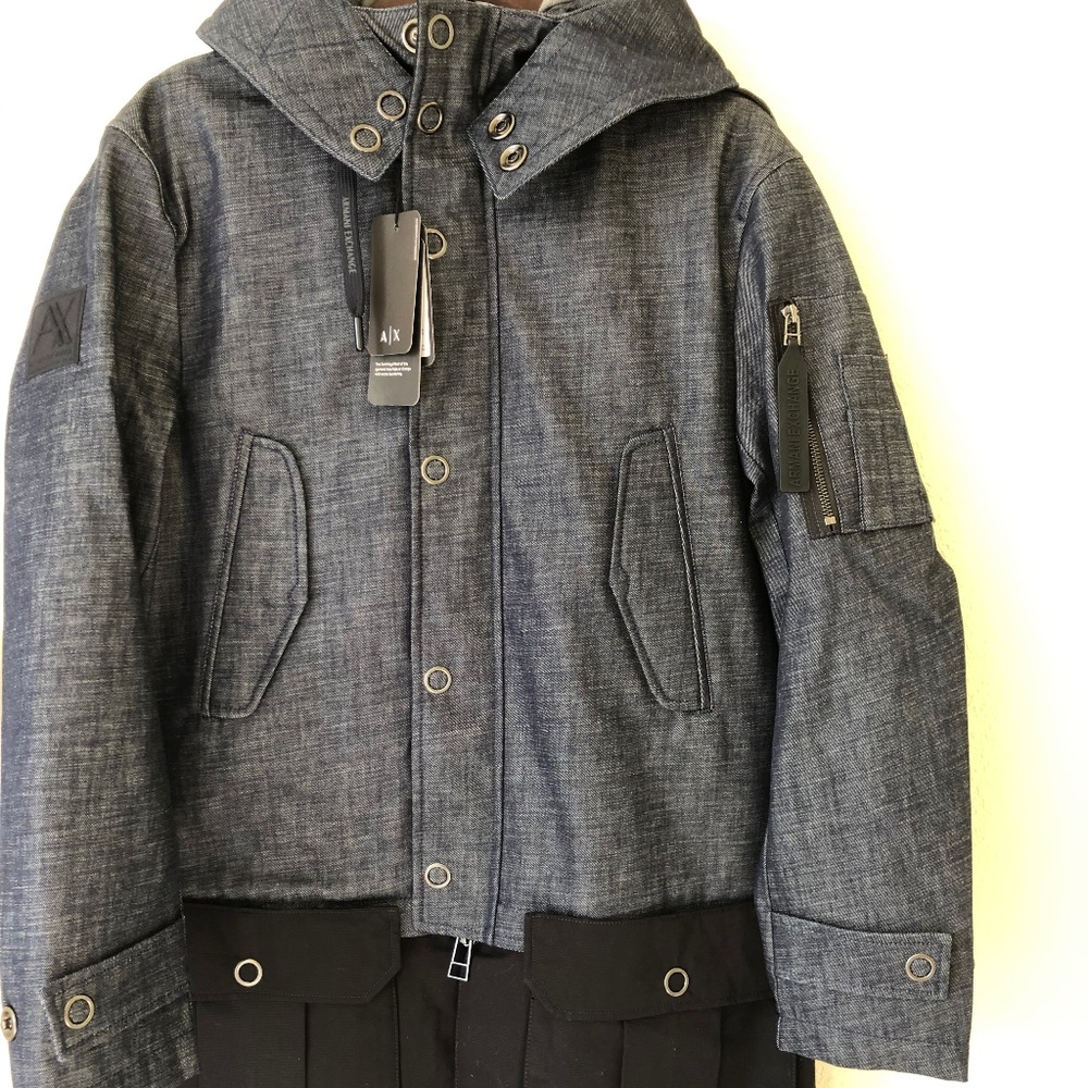 Armani Exchange Colorblocked Dark Denim Parka for Men Size S NWT